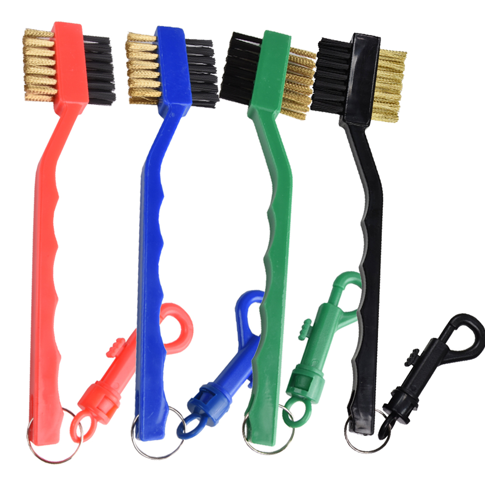 Golf Equipment To Improve Your Game - ゴルフクリーニングブラシ両面デザインポータブルフック軽量ポータブル2ヘッドクラブクリーニングゴルフクリーニングアクセサリー