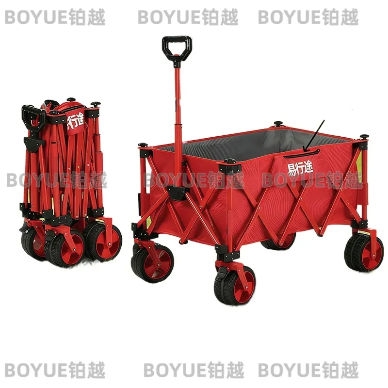Pull Cart Fold - ポータブルエクスプレス釣り台プルカートキャンプカートマウンテンキャンプカートアウトドアキャンプ折りたたみ式