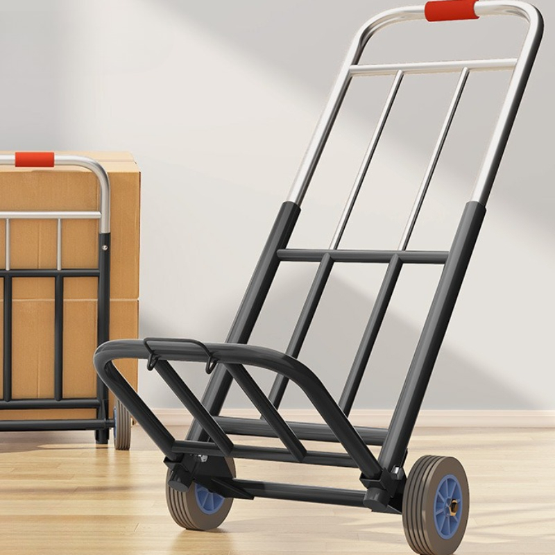 Pull Cart Fold - 頑丈な折りたたみ式トロリー、耐摩耗性サイレントホイールカート、強化されたプルロッド付き荷物運搬車、ポータブル食料品ハンドトラック