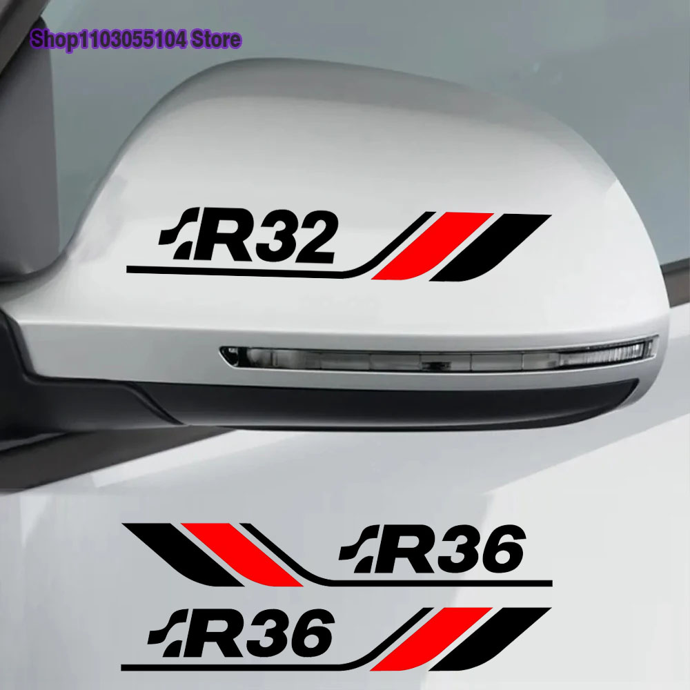 2 個車のバックミラーステッカービニールデカール VW R  - Golf Equipment Used のレビューと価格