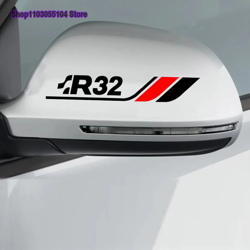 2 個車のバックミラーステッカービニールデカール VW R  - Golf Equipment Used のレビューと価格