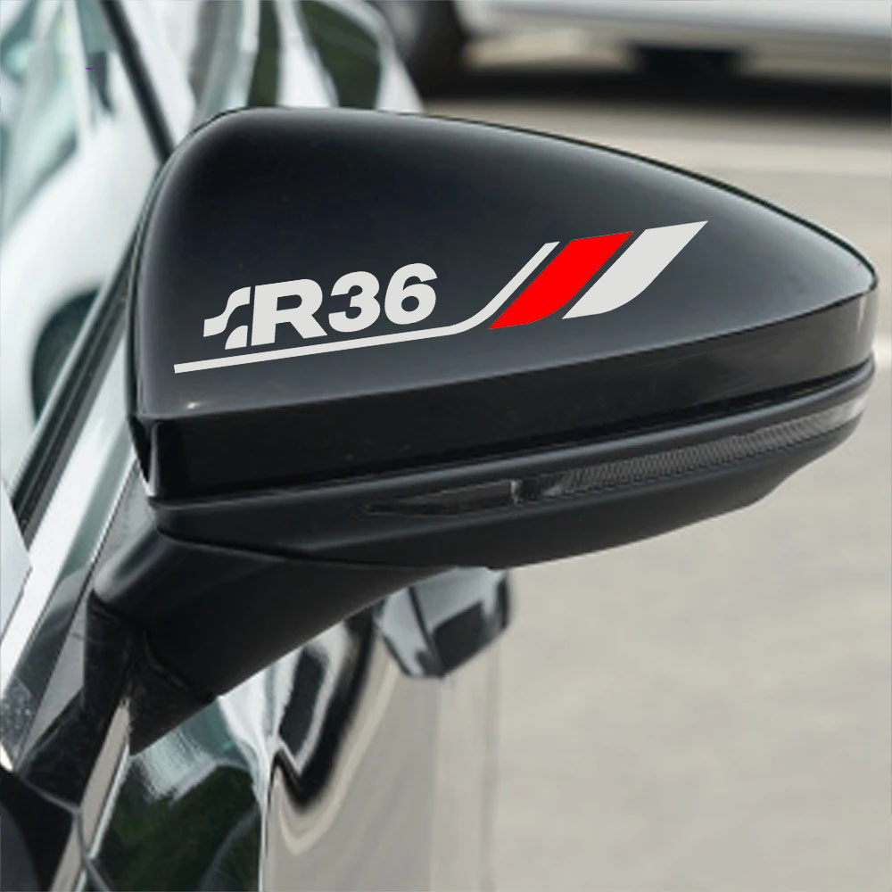 2 個車のバックミラーステッカービニールデカール VW R  - Golf Equipment Used のレビューと価格