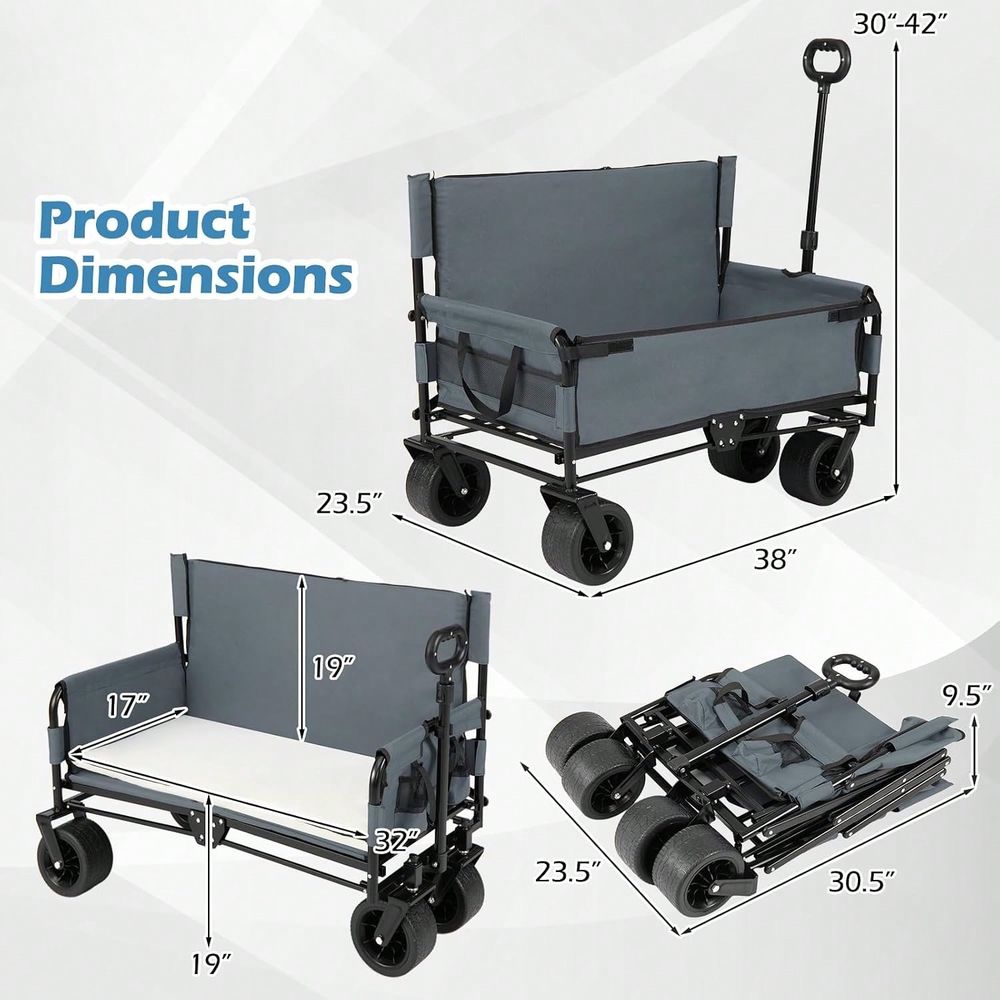 ワゴンベンチシートコンボ、折りたたみ式ビーチカート、調整可能 - Pull Cart Fold のレビューと価格